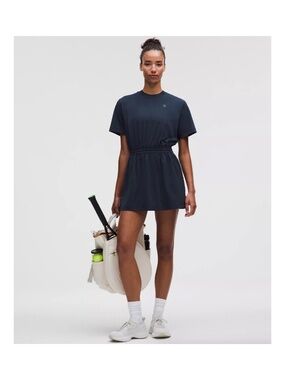 Lululemon Smocked-Waist T-Shirt Dress Navy Blue Women’s Size 6